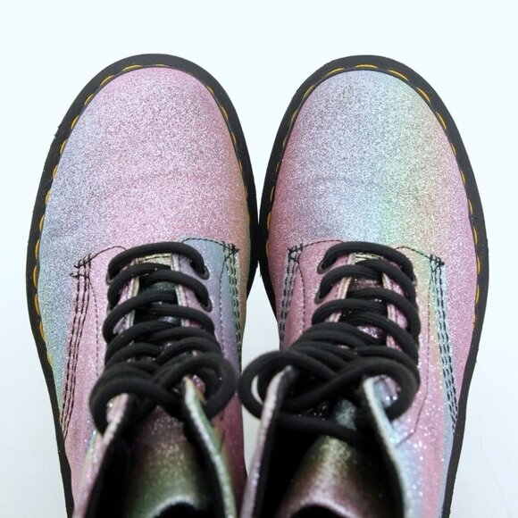 EUC Dr. Martens 1460 Pascal Rainbow Glitter Lace Up Boots in Multicolors Size 6 - Picture 16 of 16